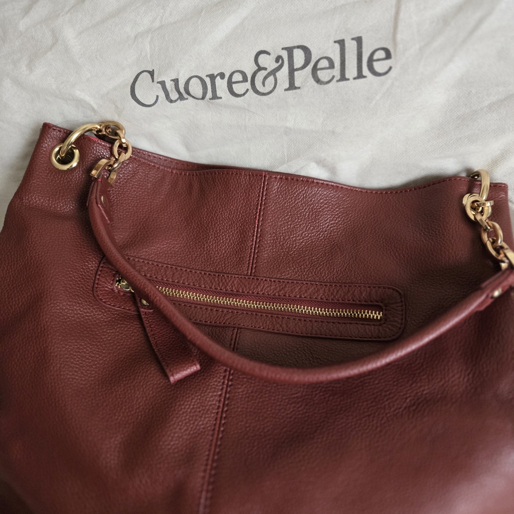Cuore & Pelle Maroon Leather Shoulder Bag